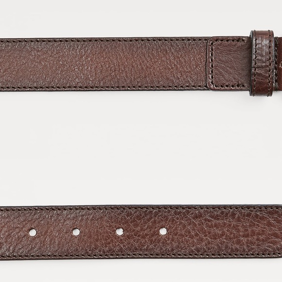 NWT. Zara Man Brown Topstitched Leather Belt. Size 34. - Picture 2 of 14